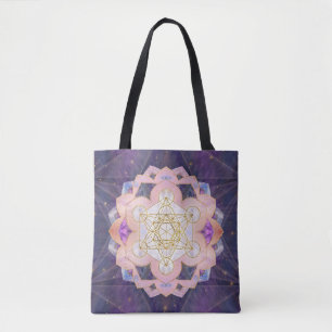 Tote Bag Cube de Metatron dans le lotus de Gemstone
