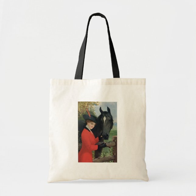 Tote Bag Cube équestre en sucre de cheval de manteau rouge (Devant)