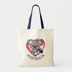 Tote Bag Cube koala tenant le drapeau australien et le coeu