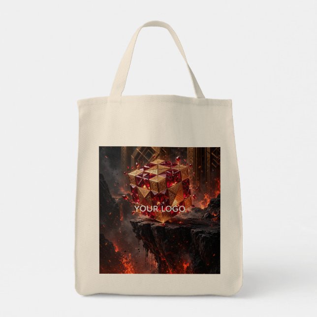 Tote Bag Cube orné sur la falaise volcanique (Dos)