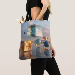 Tote Bag Cubes et sphères flottants surréalistes