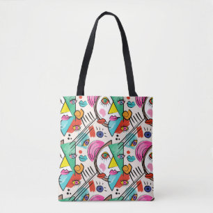 Tote Bag Cubisme moderne Abstrait Artsy Femme Visages