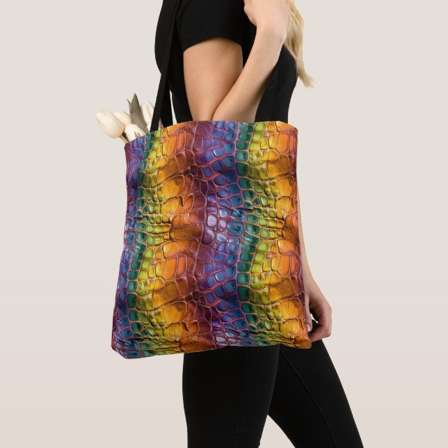 Tote Bag Cuir arc-en-ciel (De près)