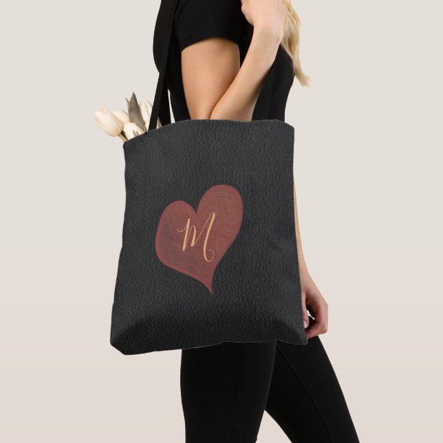 Tote Bag Cuir noir personnalisé (De près)