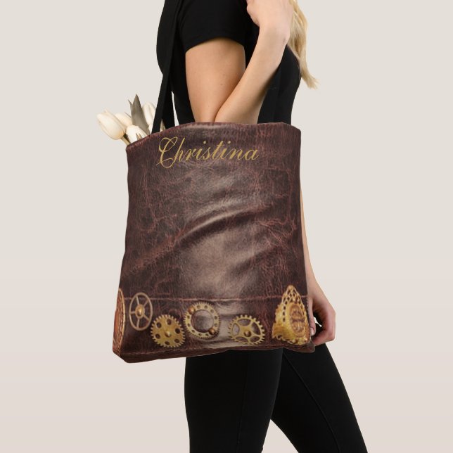 Tote Bag Cuir vintage personnalisé (De près)