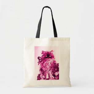 Tote Bag CUISINE AVEC ROSES, Rose Fuchsia Blanc