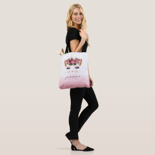 Tote Bag Cuisine florale de chats rose ombre