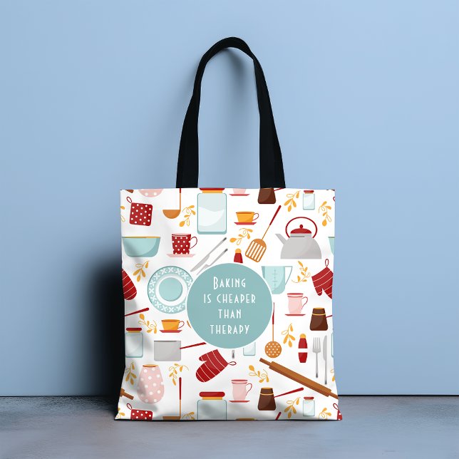 Tote Bag Cuisine moins chère que la thérapie Funny Cuisine  (Créateur téléchargé)