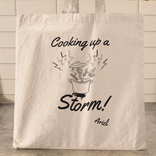 Tote Bag Cuisine Personnalisée Vers Le Haut Une Tempête Drô (Shop now and let your culinary journey begin in style!)