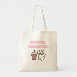 Tote Bag Cuite Blanc Chat & Drôle Café Café Caféine Pastel