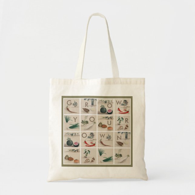 Tote Bag Cultiver vos propres légumes Carrés d'illustration (Devant)