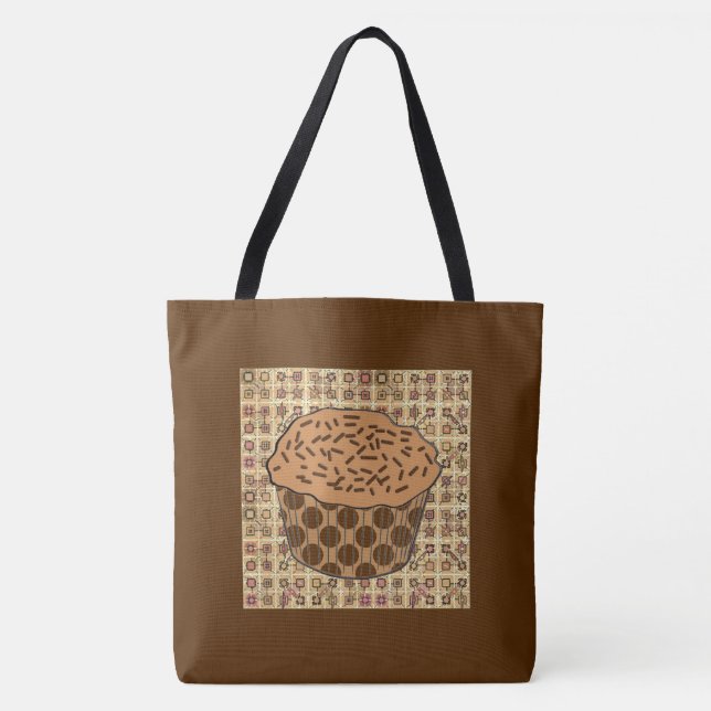 Tote Bag Cupcake caramel givré avec arroses (Devant)