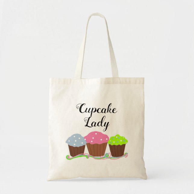 Tote Bag Cupcake Lady Baking Cupcakes (Devant)