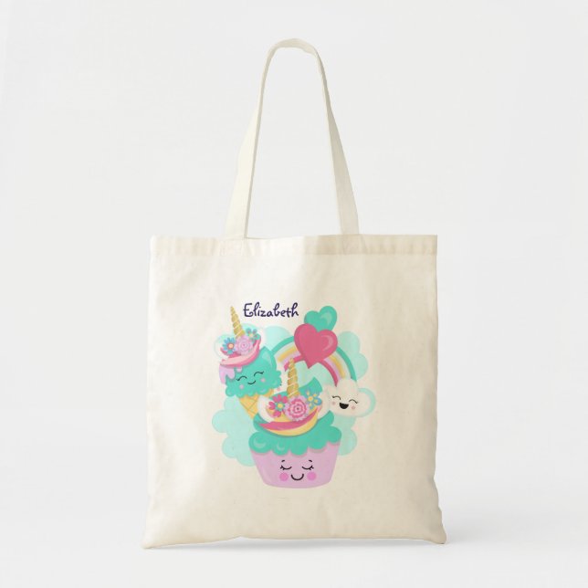 Tote Bag Cupcake mignonne et crème glacée joyeuse (Devant)