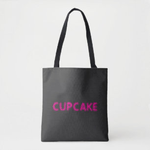 Tote Bag Cupcake Rose Texte Personnalisé Noir