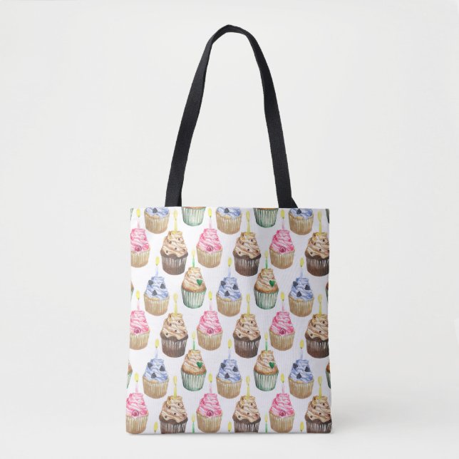 Tote Bag Cupcakes aquarelle (Devant)