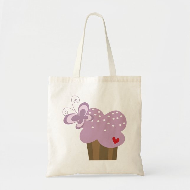 Tote Bag Cupcakes Whimsical Tree Butterflies Sweet Birthday (Devant)