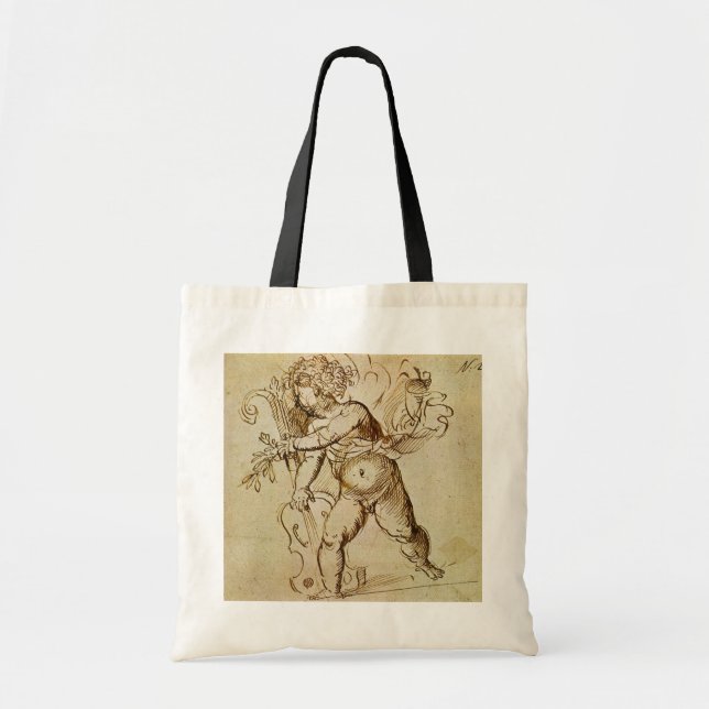 Tote Bag Cupid avec un violon par Domenico Campagnola (Devant)