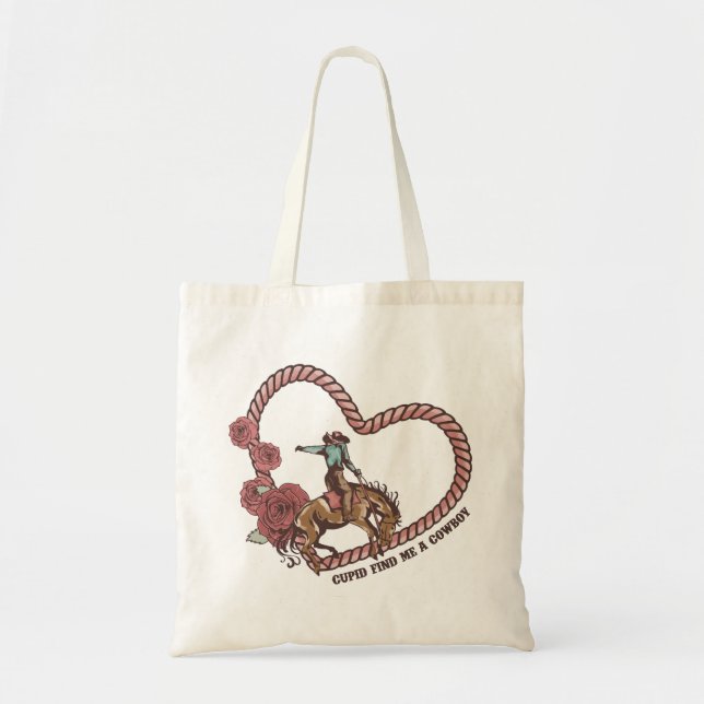 Tote Bag Cupidon Me Trouve Un Cowboy (Devant)