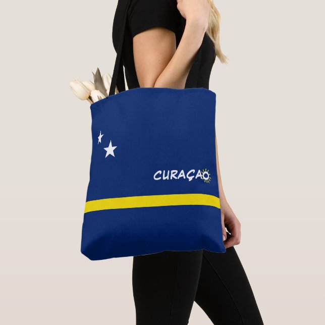 Tote Bag Curaçao Drapeau avec texte personnalisable (De près)