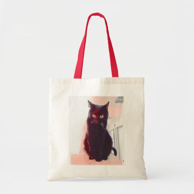 Tote Bag Curieux Black Cat fourre-tout (Devant)