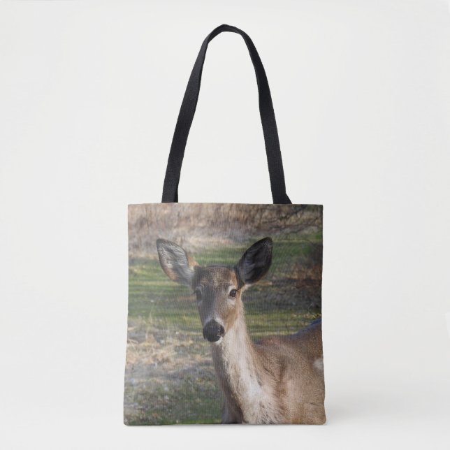 Tote Bag Curieux cerf à queue blanche (Devant)