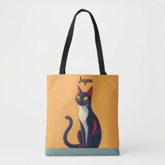 Tote Bag Curieux chat (Devant)