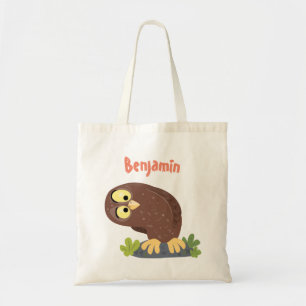 Tote Bag Curieux et drôle dessin animé de chouette brune