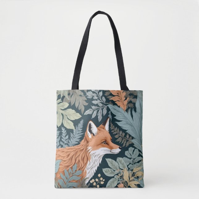Tote Bag Curieux Fox Fern Feuilles William Morris Inspiré (Devant)
