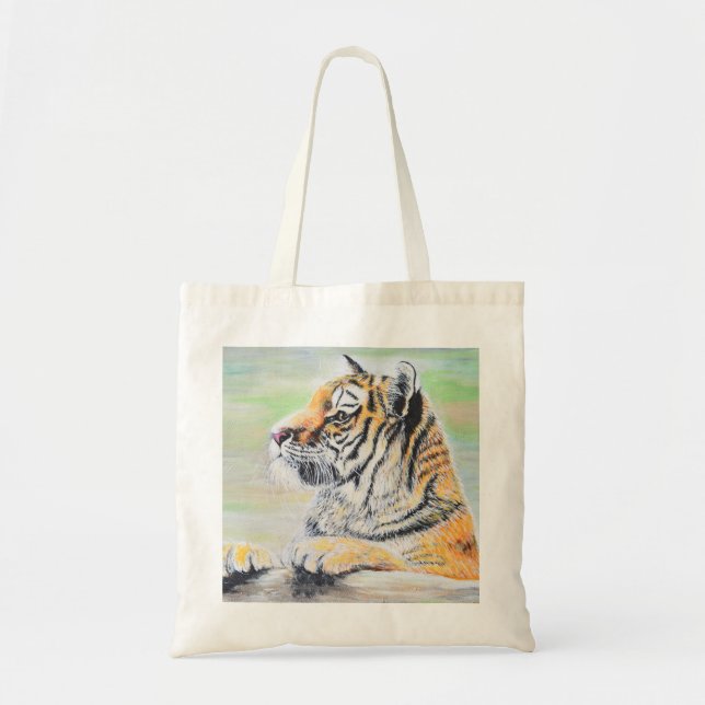 Tote Bag Curieux tableau de tigre (Devant)