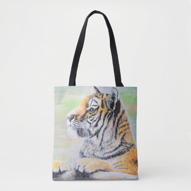 Tote Bag Curieux tableau de tigre (Devant)