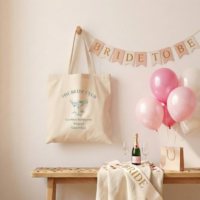 Tote Bag Custom Bachelorette Party Cocktail Social Club (Créateur téléchargé)