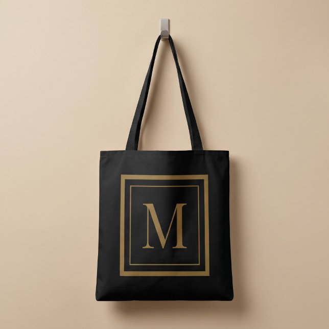 Tote Bag Custom Black & Gold Framed Monogram (Créateur téléchargé)