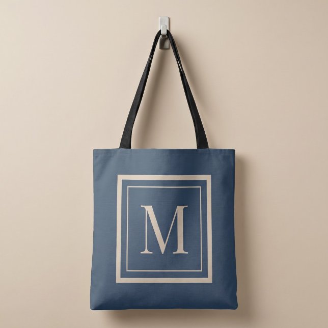 Tote Bag Custom Blue & Vanilla Framed Monogram (Créateur téléchargé)