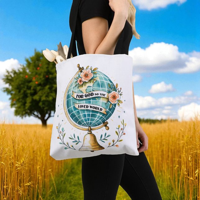 Tote Bag Custom Christian For God So Loved the World (Créateur téléchargé)