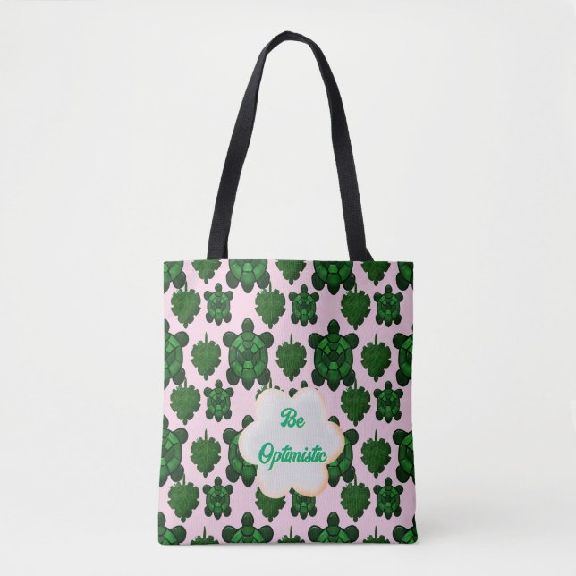 Tote Bag Custom Cute Turtle Leaves Seamless Pattern,  (Devant)