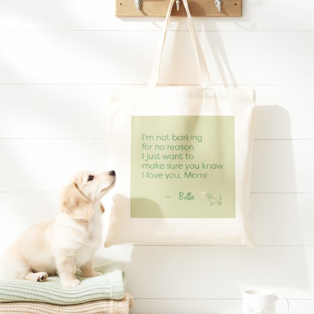Tote Bag Custom Dog Mom Barking for Love Sage Green (Créateur téléchargé)