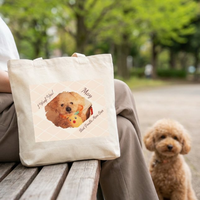 Tote Bag Custom Dog Photo Personalized Poodle Mom Gift (Créateur téléchargé)