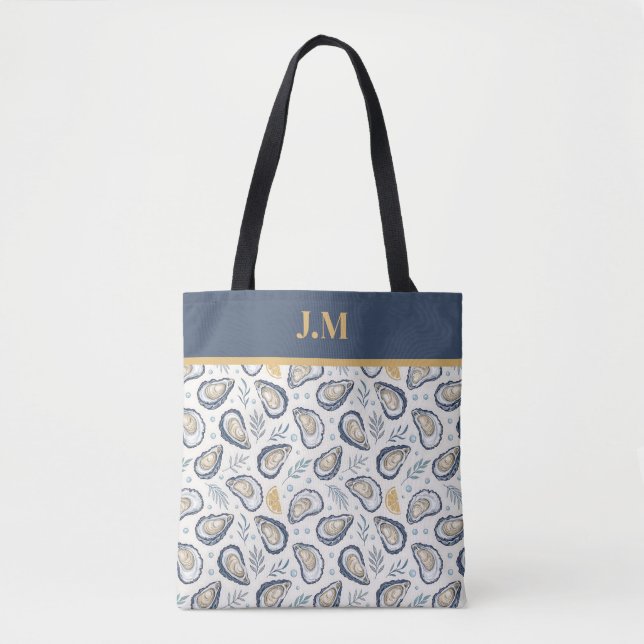 Tote Bag Custom Elegant Marine Oysters (Devant)