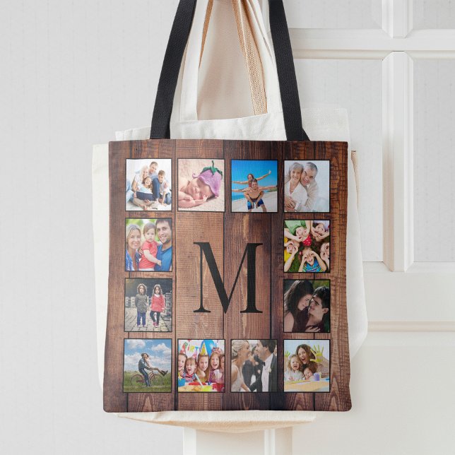 Tote Bag Custom Family Photo Collage Reclaimed Wood (Créateur téléchargé)