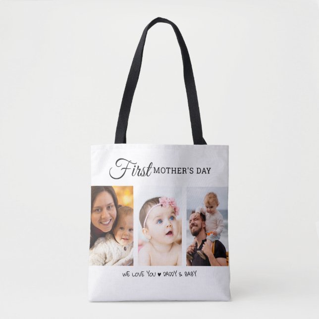 Tote Bag Custom First Mother's Day Photo Collage Nouvelle m (Devant)