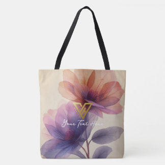Tote Bag Custom : Floral Grace Fourre-tout, Blossom Eleganc