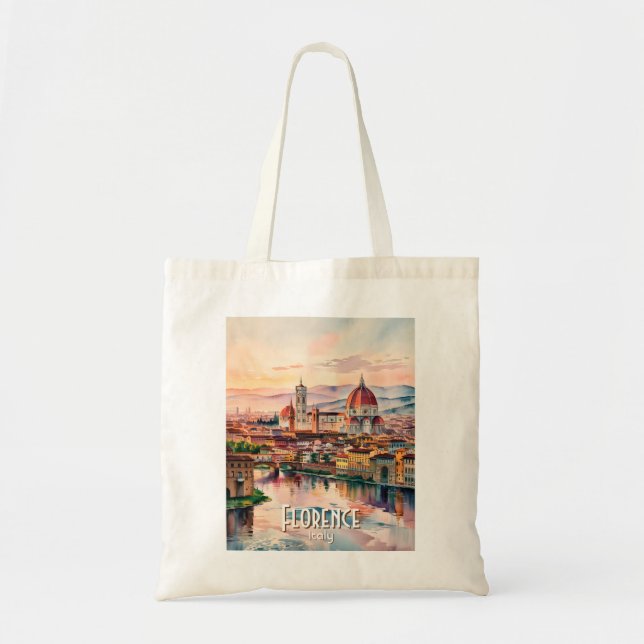 Tote Bag Custom Florence Duomo Cathedral Watercolor Skyline (Devant)