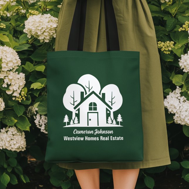 Tote Bag Custom Green Forest House Real Estate Company (Créateur téléchargé)