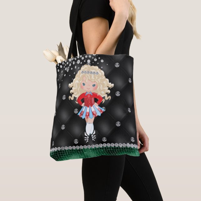 Tote Bag Custom Irish Dance Blond Girl Green, Noir (De près)