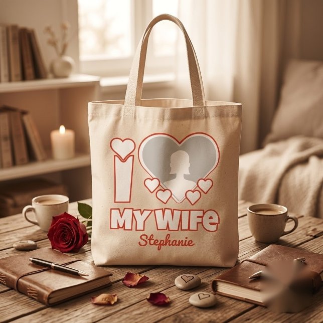 Tote Bag Custom Je t'aime ma femme – Ajouter nom & photo (Créateur téléchargé)