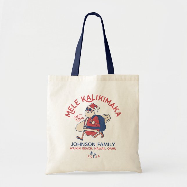 Tote Bag Custom Mele Kalikimaka Père Noël Noël hawaïen (Devant)