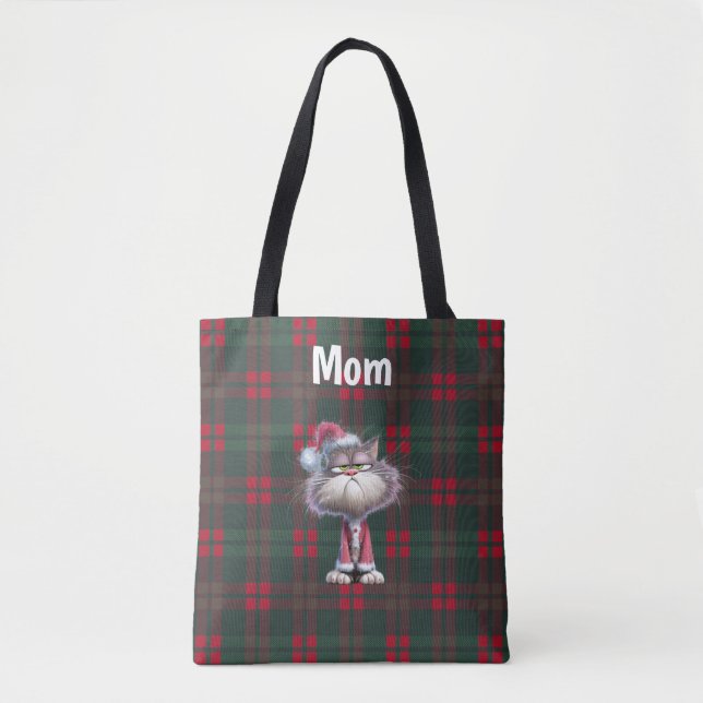 Tote Bag Custom mignon chat de Noël père Noël  (Devant)