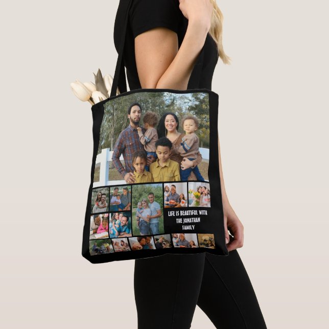 Tote Bag Custom Modern Family 14 Photo Collage Modèle (De près)