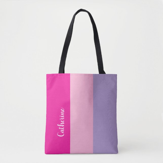 Tote Bag Custom monogram, hot pink tri-tone  (Devant)